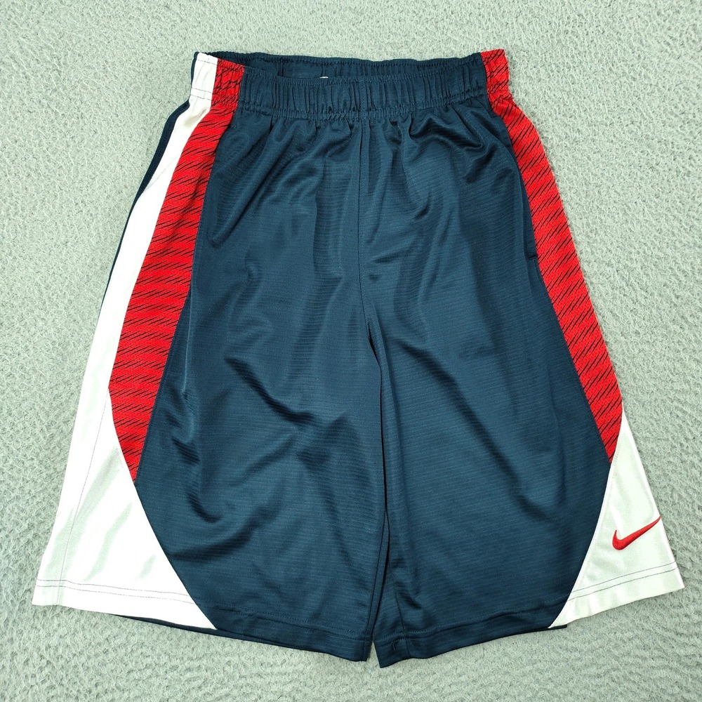 Nike Basketball Shorts Youth Large Blue Red 11 Inch Athletic Pockets 724750-451